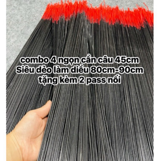 combo 4 ngọn cần câu 45cm,combo nan Siêu dẻo làm diều 80cm-90cm  tặng kèm 2 pass nối