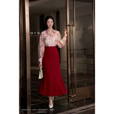 Áo Sơ MI Nữ Dài Tay Công Sở MY WAY Họa Tiết Sang Trọng 3MA07116
