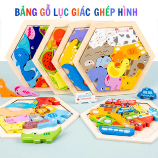 Đồ chơi bộ bảng ghép tranh Tagram, xếp hình logic bằng gỗ nhiều chủ đề đa dạng giúp bé phát triển tư duy, màu sắc
