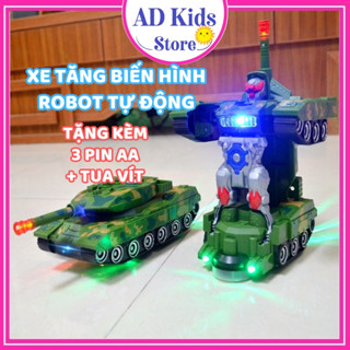  Đồ chơi trẻ em xe tăng biến hình robot tự động có đèn và nhạc - AD KIDS STORE 