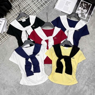  Áo thun thủy thủ liền khăn dáng ôm Áo kiểu rúm eo body ngắn tay A59-A2TN - NhiNhi Shop 