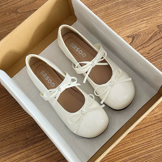 Giày búp bê lolita buộc Nơ in chữ Cao Cấp - Giày lười Đốc nữ cài nơ thời trang