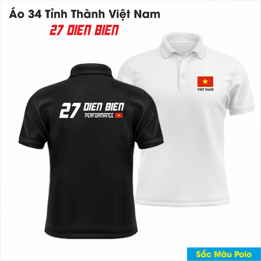 ÁO 27 ĐIỆN BIÊN PERFORMANCE - 34 Tỉnh thành Việt Nam - Sắc Màu Polo - Chất vải cá sấu