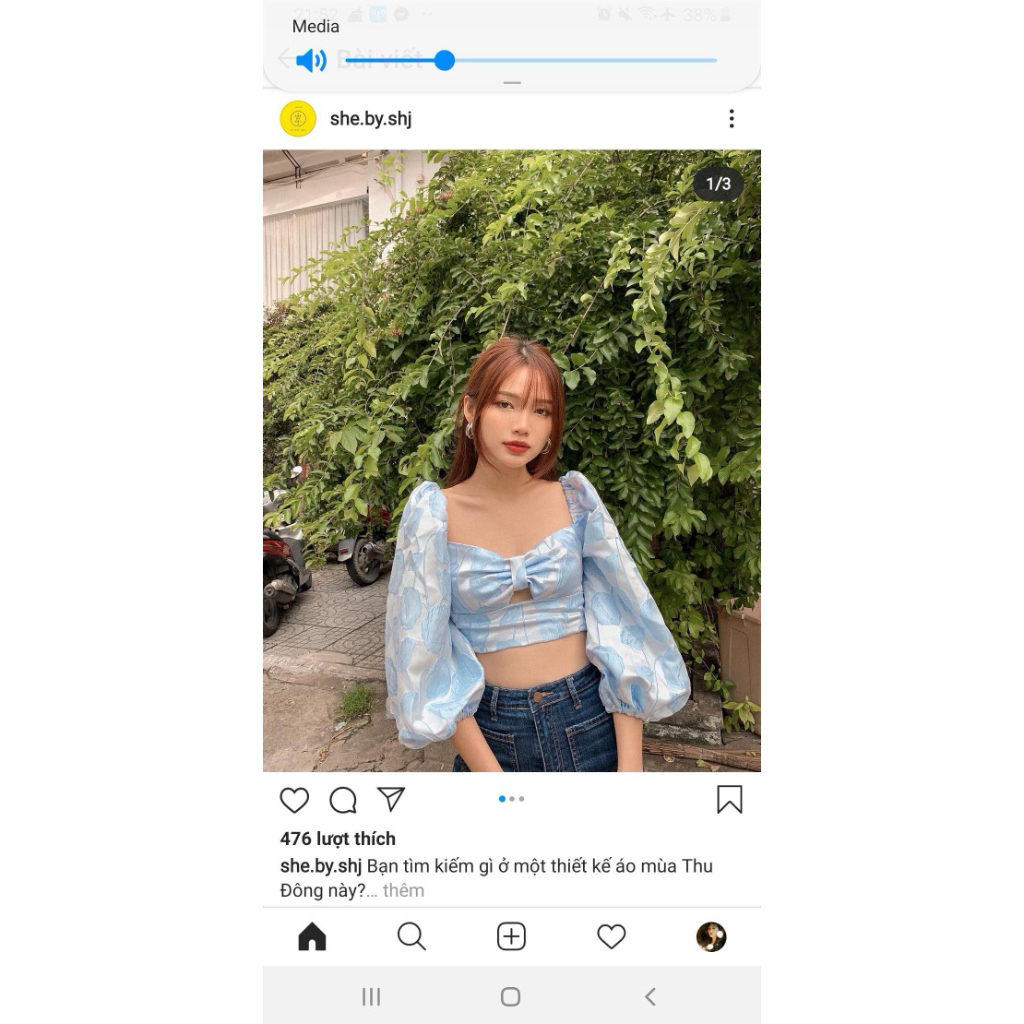 [Pass] Áo croptop tay phồng nhà Shebyshj size S chưa mặc