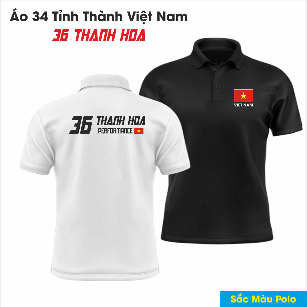 ÁO 36 THANH HÓA PERFORMANCE - 34 Tỉnh thành Việt Nam - Sắc Màu Polo - Chất vải cá sấu