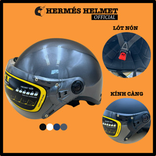 Nón mũ bảo hiểm xe máy nam nữ nửa đầu CHÍNH HÃNG CAO CẤP BAO ĐẬP có kính càng gập | MÀU SƠN NHÁM By nonbaohiem_chinhhang