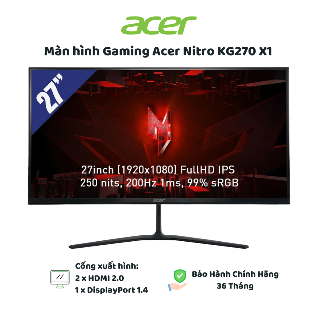 Màn Hình Gaming ACER Nitro KG270 X1 27 inch Full HD