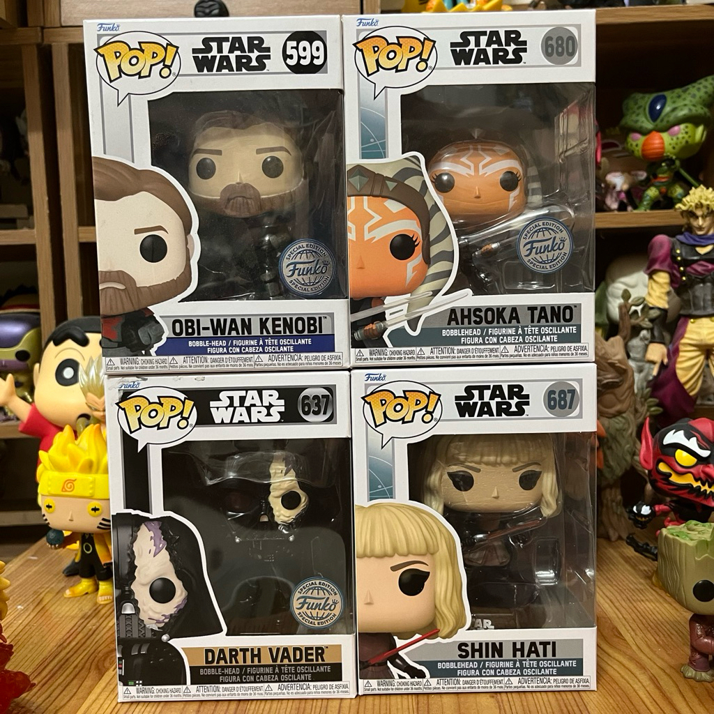 Mô hình Funko Star wars: OBI / Darth / Ahsoka / Shin (box real)