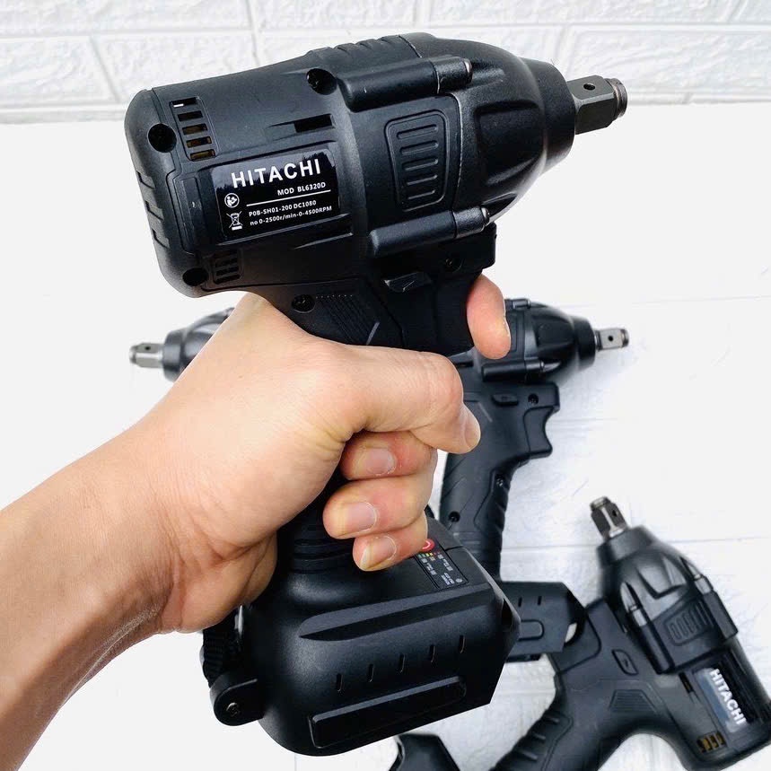 Máy siết bulong Hitachi đầu đen cao cấp - Động cơ lõi đồng không chổi than - Chân pin 4cm