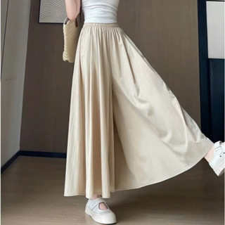  Quần váy dài ống rộng cạp chun có big size chất gió nhăn mặc mùa hè xuân thu đông màu ghi đen nâu be hồng xanh 