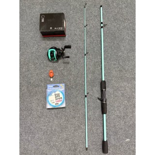 Bộ Combo Cần Câu Lure Sói Xanh & Máy Ngang - Tặng Kèm Dây PE, Nhái Hơi 5g, Khóa Snap Giá Rẻ, Học Sinh