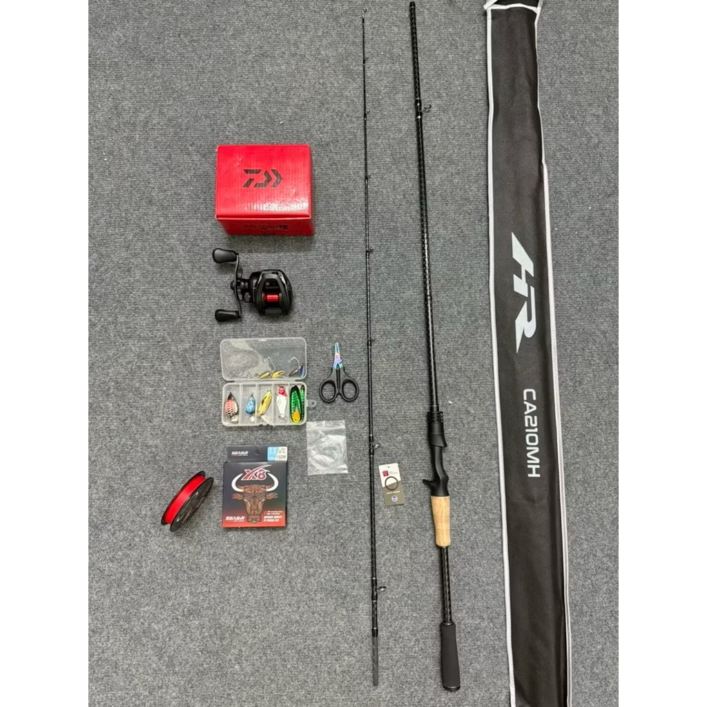 Bộ Combo Cần Câu Lure Cao Cấp Horai 2025 + Máy Ngang Pr100L Daiwa Tặng Kèm Dây PE X8 Seasir , Hộp Mồ