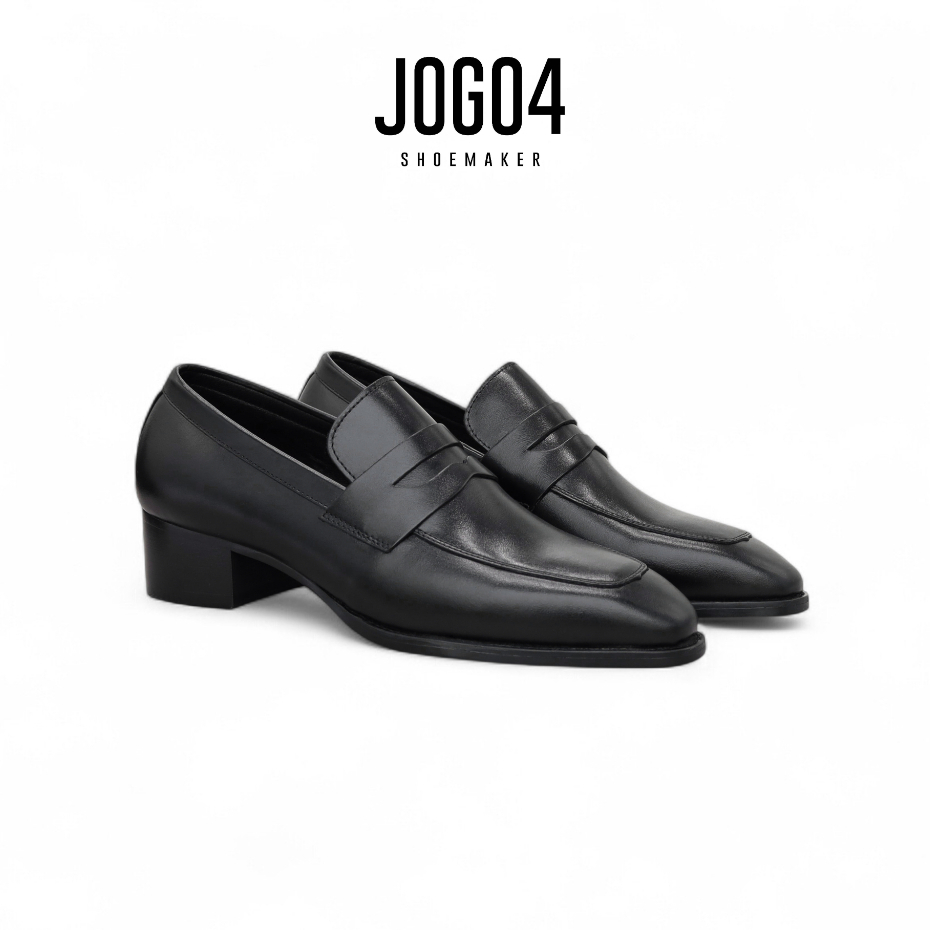 Giày da nam Loafer HH1 - JOG04 , đế phip gỗ high heel 4,5cm , da bò mộc , tăng chiều cao cho nam ( HH1 )