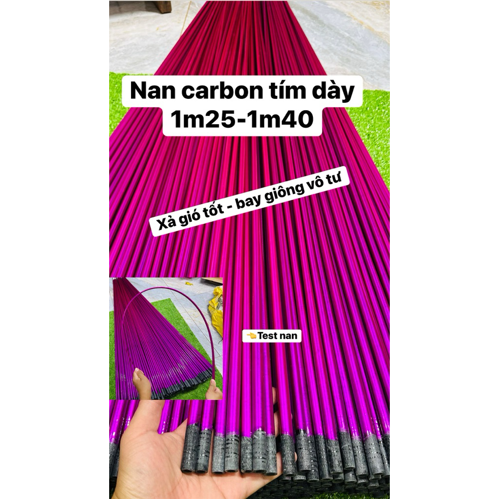 Nan carbon tím 1m25-1m4 làm diều lắp ghép chịu gió tốt bay giông vô tư