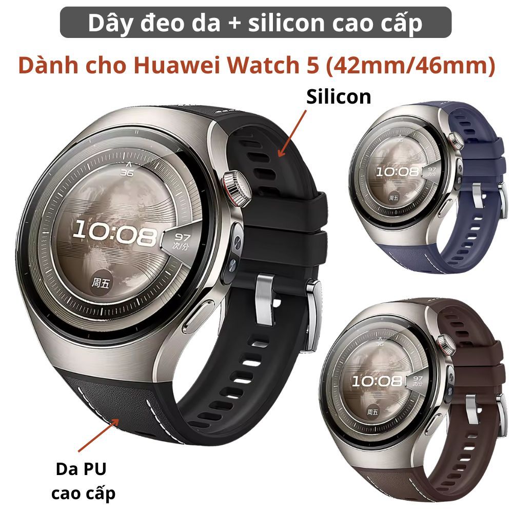 Dây đeo bằng da Silicon dành cho Huawei Watch 5 (46mm/42mm)