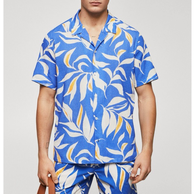 Áo sơ mi nam Mango authentic HAWAIIAN PRINT COTTON size S
