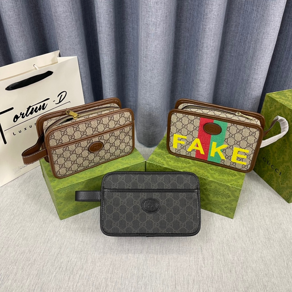 👑 [ FortunD Luxury ] - Túi Cầm Tay Clutch Sẵn Bản Mới Viền Da Phối Vải Dệt Mono  -Túi Ví Xách Tay Nam Nữ Thời Trang