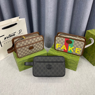 👑 [ FortunD Luxury ] - Túi Cầm Tay Clutch Sẵn Bản Mới Viền Da Phối Vải Dệt Mono  -Túi Ví Xách Tay Nam Nữ Thời Trang