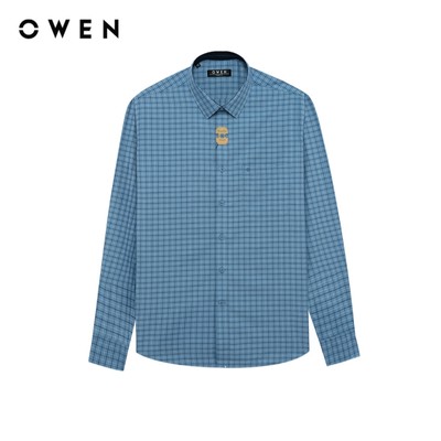 Owen - Áo sơ mi dài tay Regular Fit AR250096DT màu Xanh đậm chất liệu Bamboo poly