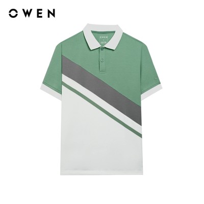 Owen - Áo polo Bodyfit APV253624 màu Xanh lá chất liệu CVC Spandex
