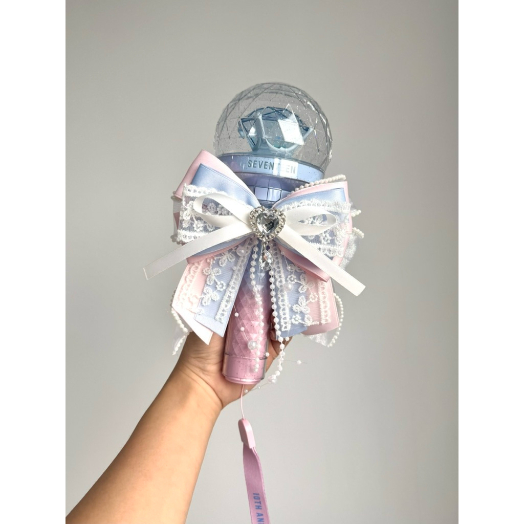 Nơ lightstick Xanh-Hồng Seventeen lụa dày xịn 🎀