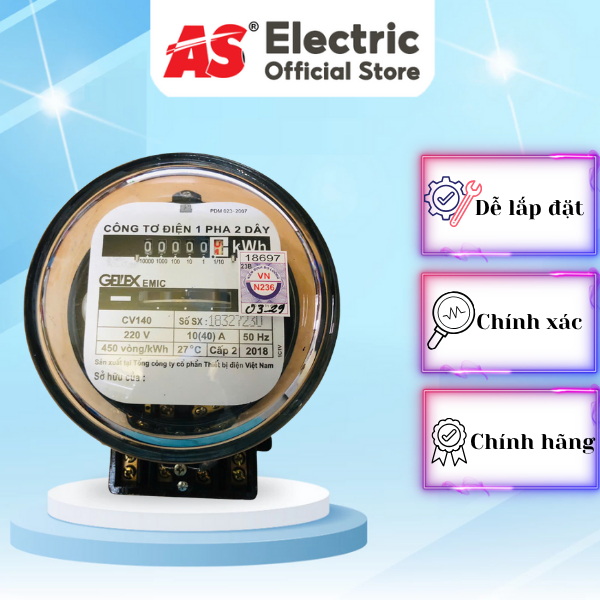 [EMIC] Công Tơ Điện 1 Pha 2 Dây- Đồng Hồ Điện 1 Pha 2 Dây EMIC- Hàng Chuẩn Loại 1