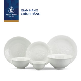 Bộ Chén Dĩa Sứ Cao Cấp Minh Long 22 sản phẩm - Sen IFP Trắng Ngà