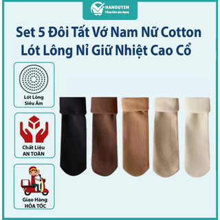 Set 5 Đôi Tất Vớ Nam Nữ Cotton Lót Lông Nỉ Giữ Nhiệt Cao Cổ  lót lông siêu dày ấm cao cấp  #T5
