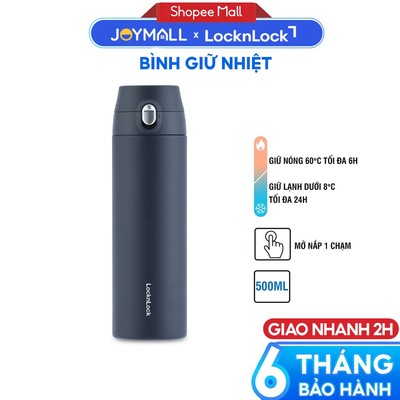 Bình giữ nhiệt LocknLock 500ml Featherlight Navy LHC3257NVY, Hàng chính hãng thép không gỉ - JoyMall