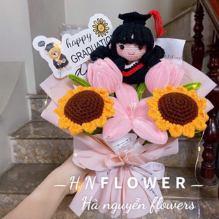 [Sét hoa nhỏ xinh 35cm+túi thiệp]~Bó hoa tuylip kẽm nhung làm sẵn -quà tặng tốt nghiệp,sinh nhật,noel và các ngày lễ