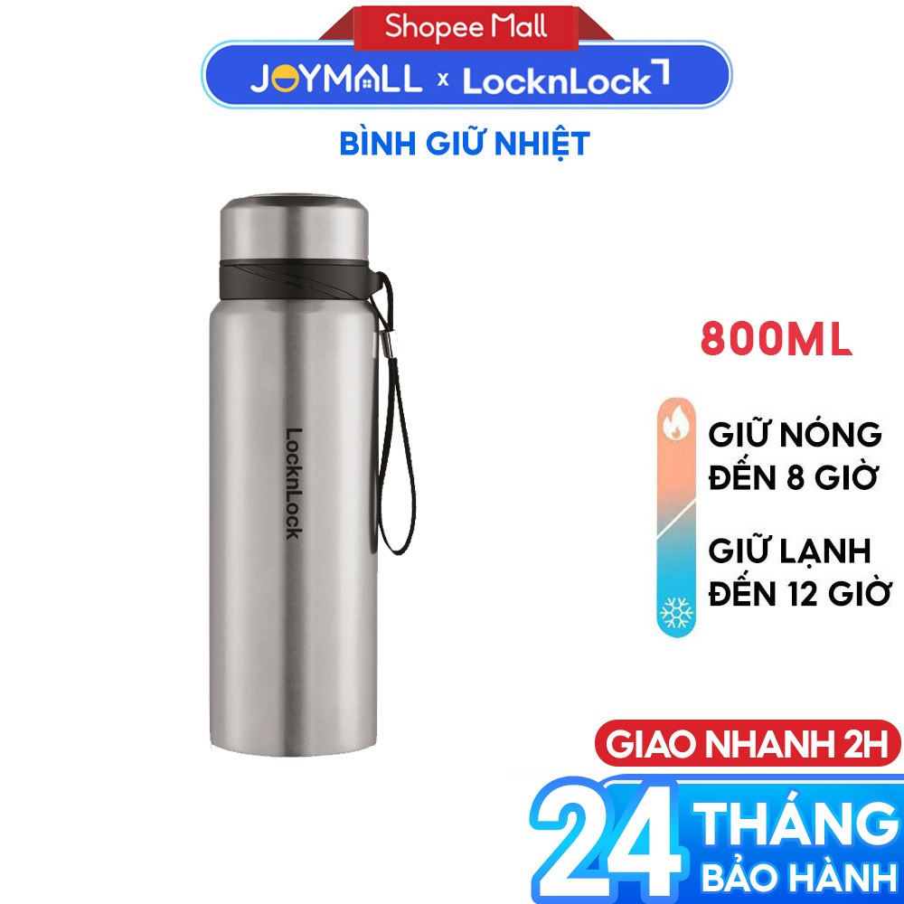 Bình giữ nhiệt LocknLock 800ml Bạc LHC6180SLV - Hàng chính hãng, có khay lưới lọc trà - JoyMall