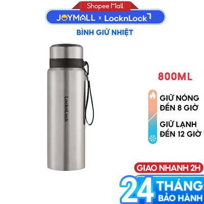Bình giữ nhiệt LocknLock 800ml Bạc LHC6180SLV - Hàng chính hãng, có khay lưới lọc trà - JoyMall