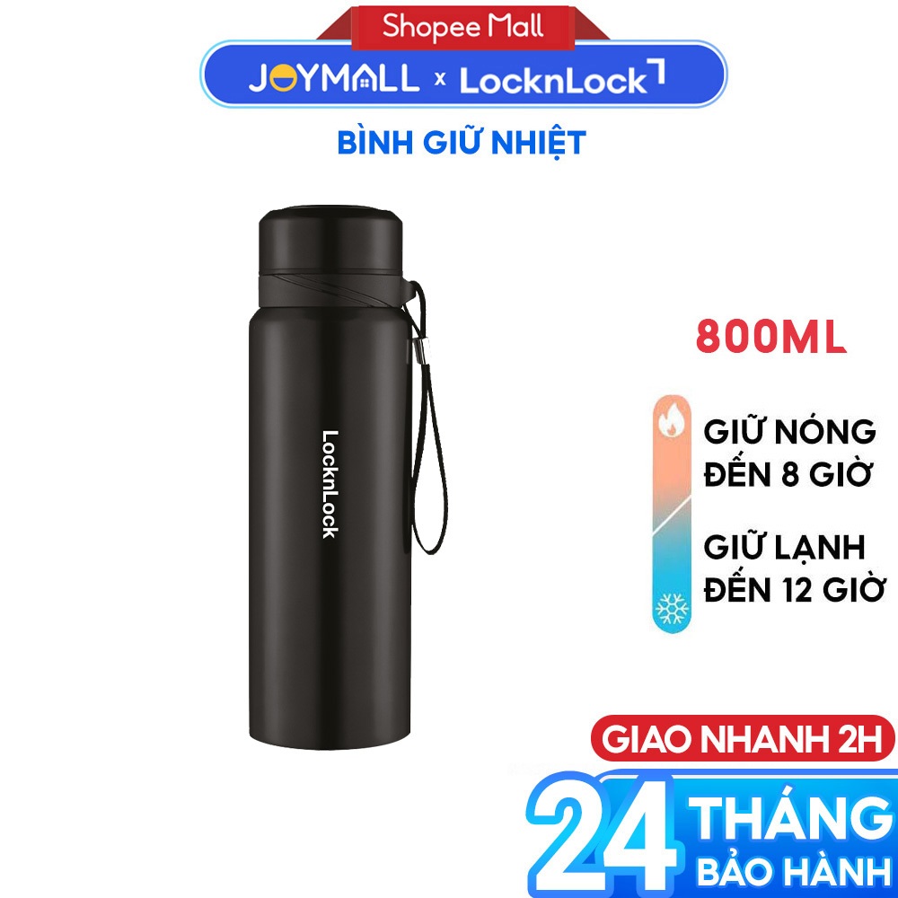 Bình giữ nhiệt LocknLock 800ml LHC6180BLK màu Đen, Hàng chính hãng, lưới lọc trà, dây treo- JoyMall | BigBuy360 - bigbuy360.vn