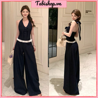 Set áo yếm tà bèo phối quần dài ống rộng TABISHOP Set đồ bộ nữ sang chảng mặc hè đi dạo đi chơi(170)