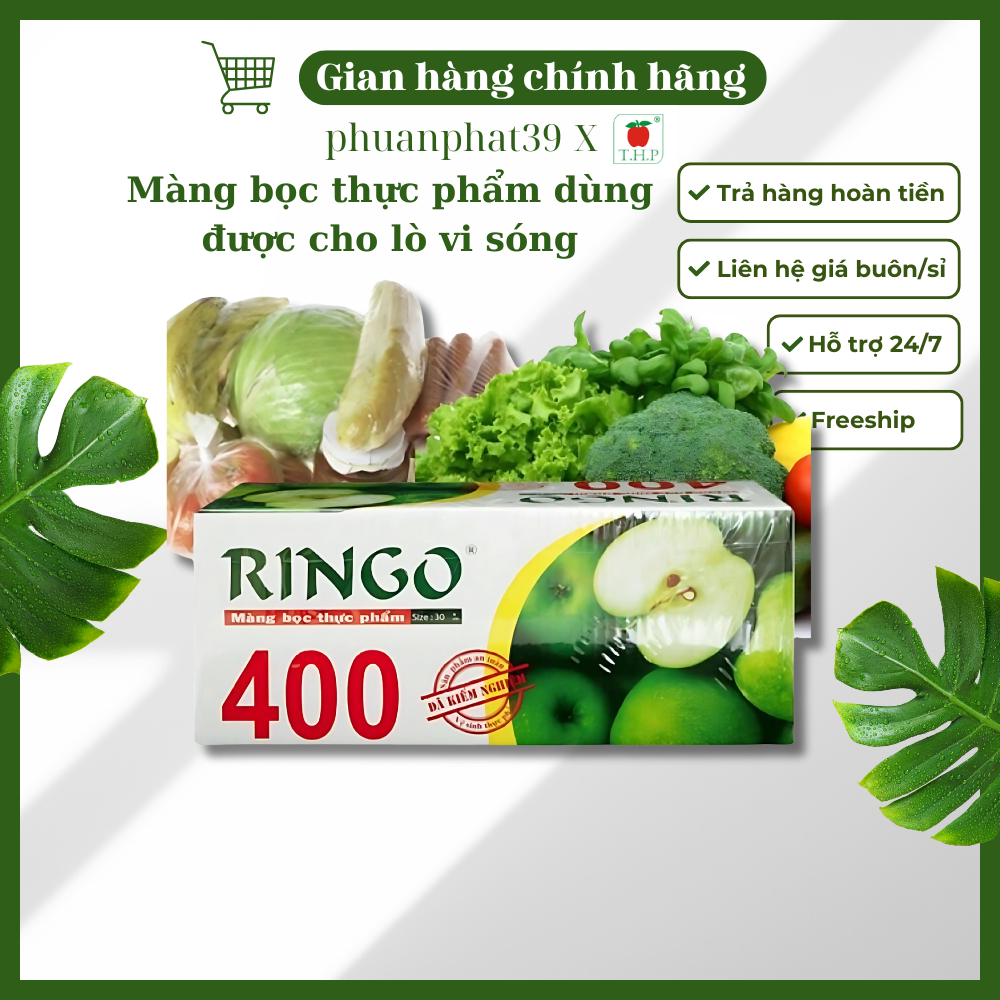 [Loại xịn] Màng bọc thực phẩm Ringo 400 cho lò vi sóng chịu nhiệt cuộn lớn trong suốt dai ko rách an toàn bảo quản đồ ăn