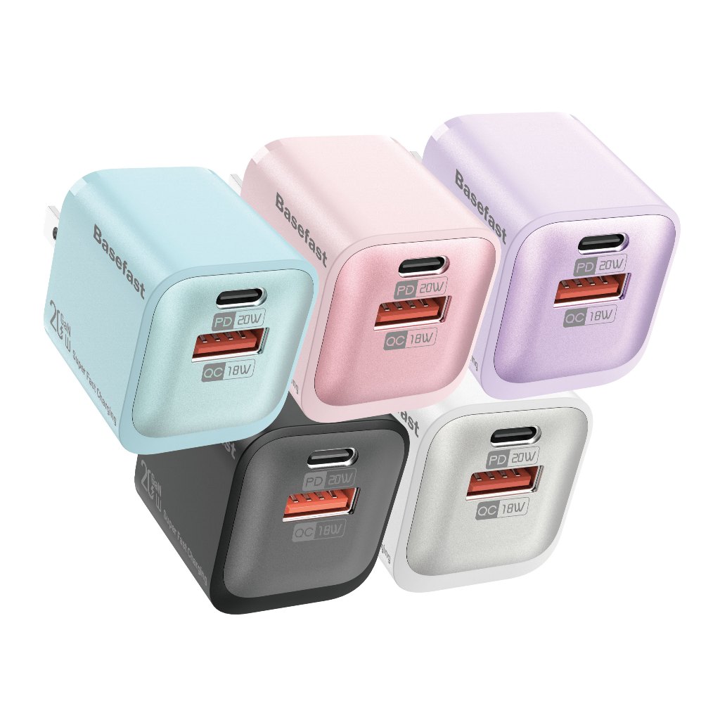 Củ sạc nhanh 20W Basefast cốc 2 cổng công nghệ GaN siêu bền cho Phone xs 11 12 13 14 samsung xiaomi