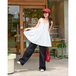 Áo babydoll trắng hai dây dáng dài THE C.I.U - Nadia Babydoll Top