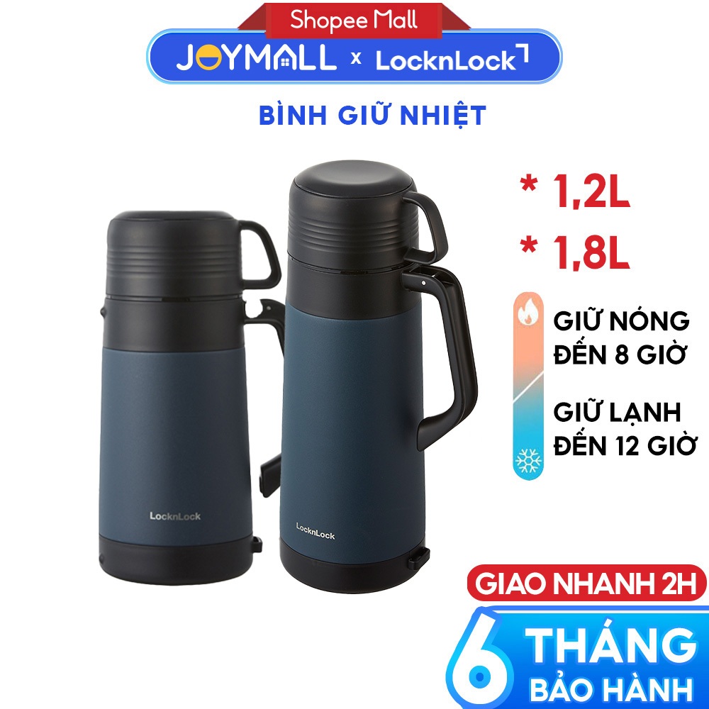 Bình giữ nhiệt LocknLock cỡ đại Navy LHC1484 1,2L LHC1485 1,8L, Hàng chính hãng có quai xách, nắp là