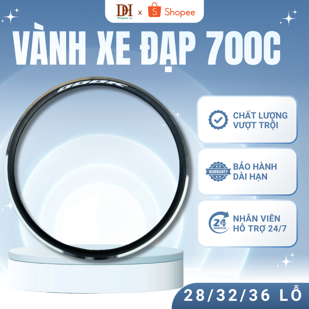 Vành xe đạp 700C nhôm 2 lớp, vành lốp xe cao 2.5cm 28-32-36 lỗ phù hợp xe đạp road, touring siêu bền