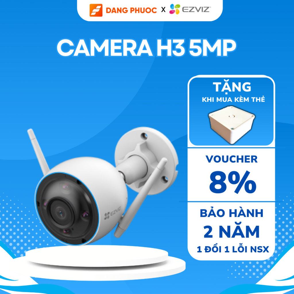 Camera wifi ngoài trời Ezviz CS-H3 2K 3MP/3K 5MP, đàm thoại 2 chiều, có màu ban đêm