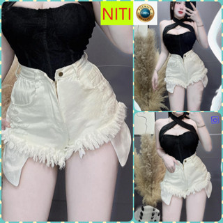   SOKT2412  QUẦN SHORT JEANS ĐÙI NỮ LƯNG CAO RÁCH 6 MẢNG XÙ TUA LỘ TÚI MÀU TRẮNG SIÊU HOT HIT CÁ TÍNH CHẤT CHƠI 
