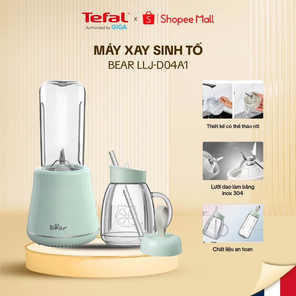 Máy xay sinh tố Bear LLJ-D04A1 - Công suất 200W - 2 bình uống tiện dụng