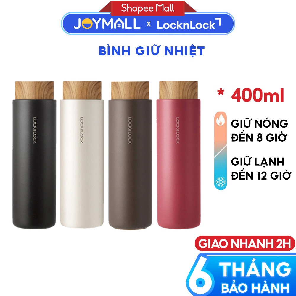Bình giữ nhiệt LocknLock 400ml LHC4227 Flat - Hàng chính hãng, có khay lưới lọc trà - JoyMall