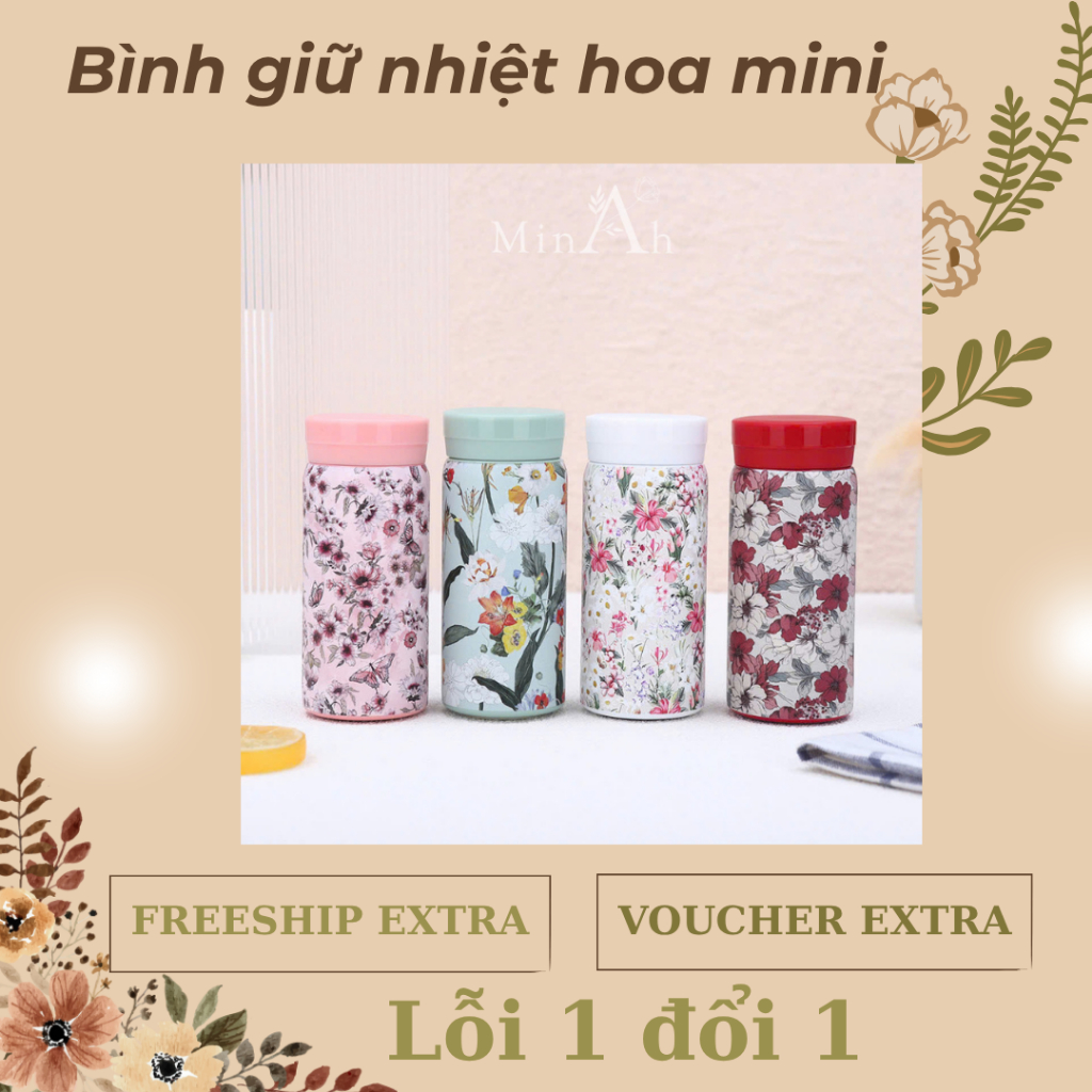 Bình Giữ Nhiệt Hoa Phong Cách Vintage 200ML - Bình Giữ Nhiệt Dung Tích Nhỏ - Bình Đựng Trà, Cafe - Q