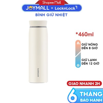 Bình giữ nhiệt LocknLock Feather Light Trắng LHC4244IVY 460ml, Hàng Chính Hãng, Lưới Lọc Trà-JoyMall