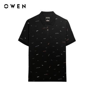 Owen - Áo polo Bodyfit APV253618 màu Đen chất liệu CVC Spandex