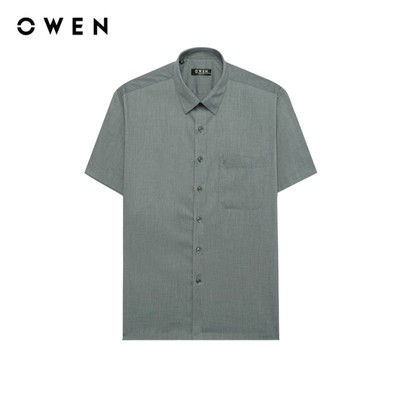 Owen - Áo sơ mi ngắn tay Body Fit AB250093NT màu Xám đậm chất liệu Milk