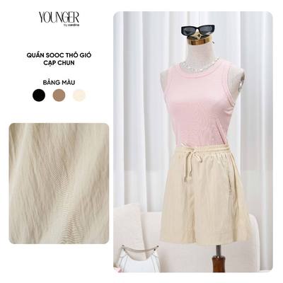 Quần short nữ Younger By Cardina chất thô gió cạp chun co giãn dáng A che khuyết điểm 5YQSA09