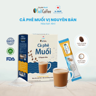 Cà Phê Muối Hòa Tan SaltCoffee Vị Nguyên Bản, Cà Phê Việt - Muối biển tự nhiên (9 gói/hộp) - Dr Muối