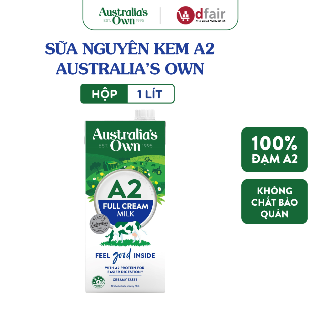 Sữa tươi tiệt trùng Australia's Own A2 1L